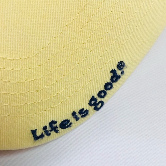 Life is Good Adjustable Baseball Cap NWT Butter Yellow Embroidered Pink Heart - Picture 4 of 6